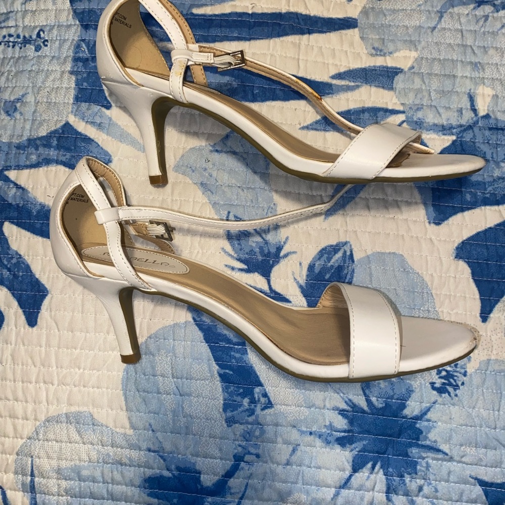 White strap heels